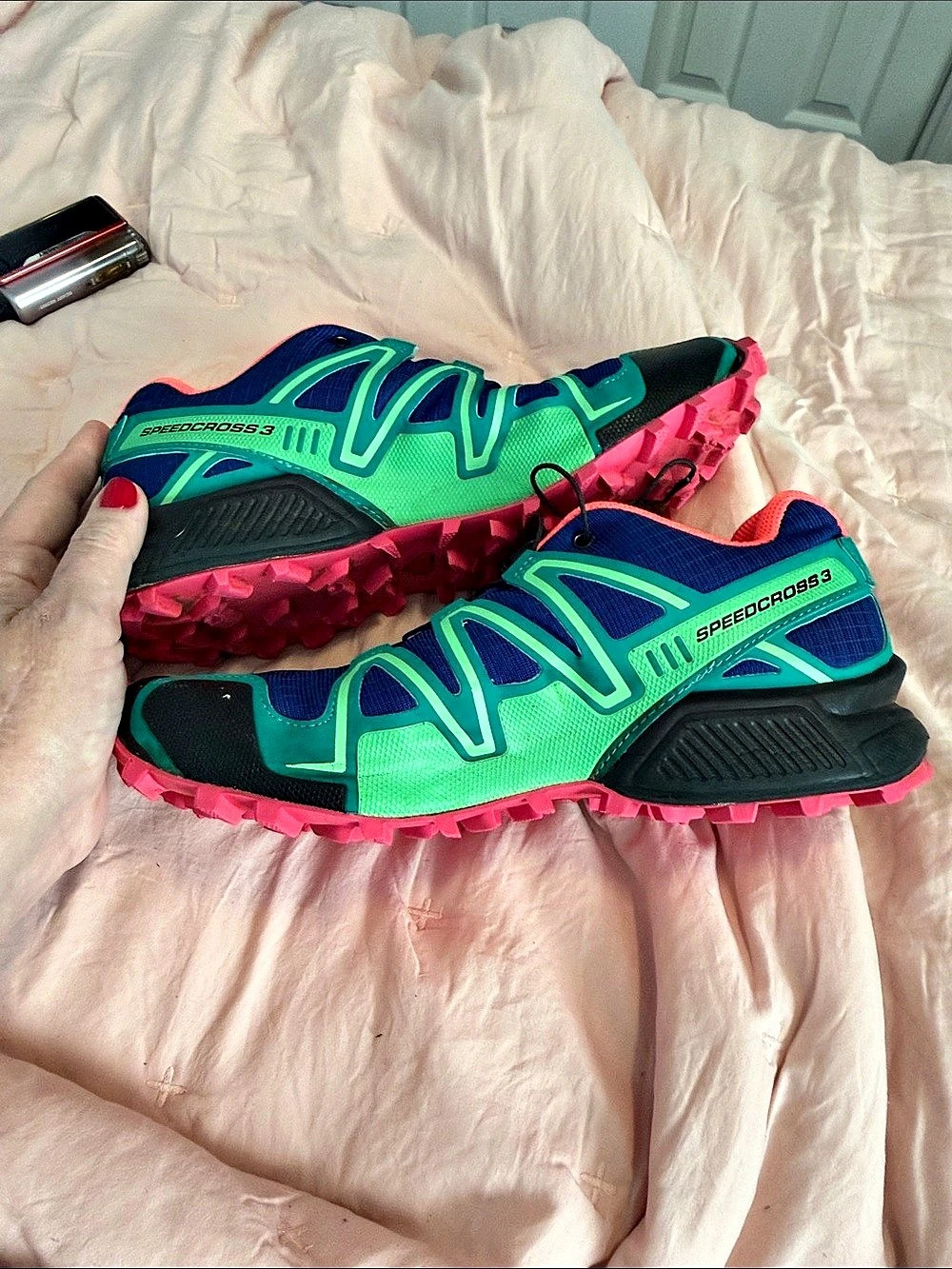 Salomon Speedcross 3 Women's Trail Running Shoes Green & Blue size 7.5